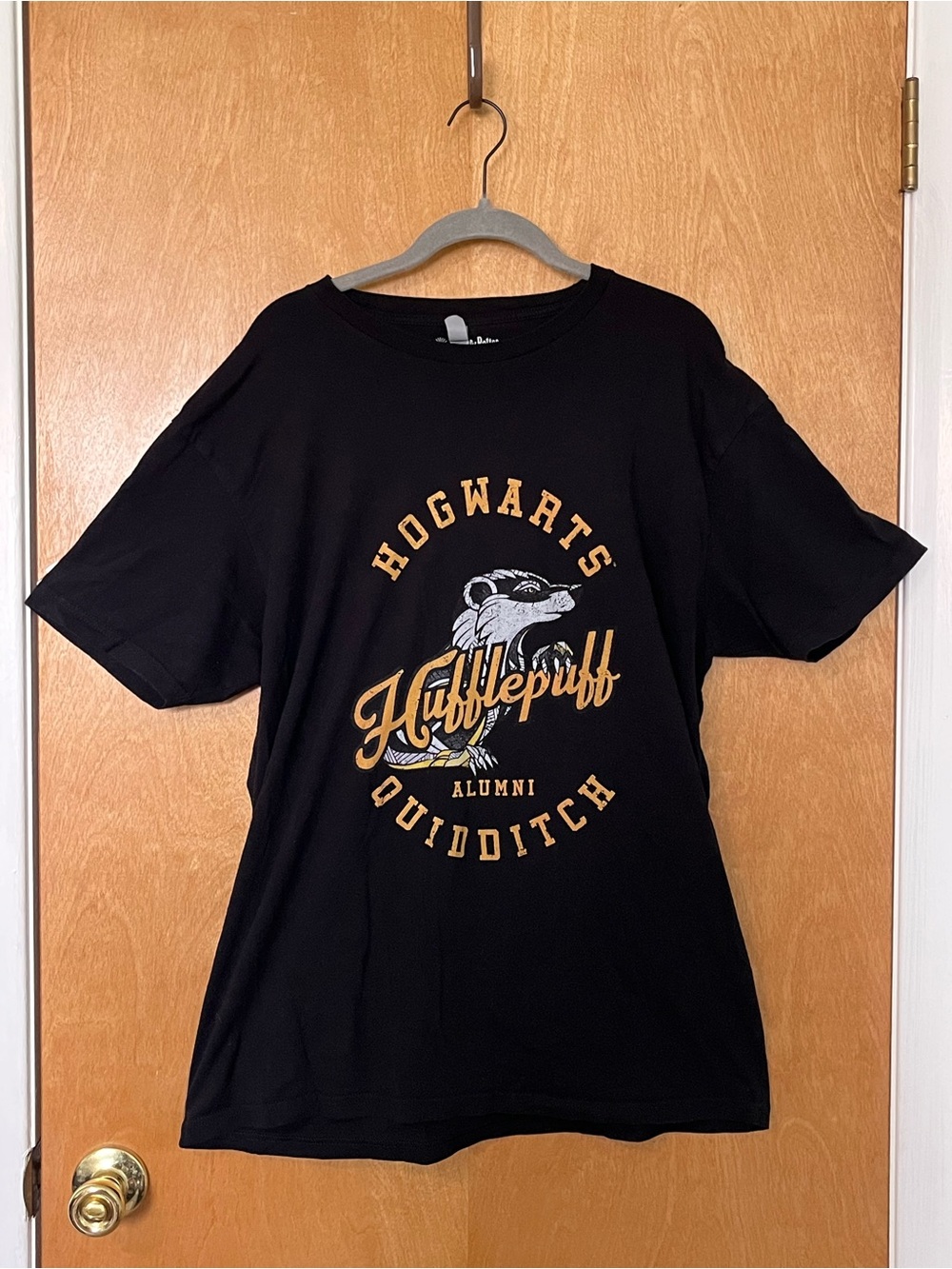 Harry Potter Hogwarts Hufflepuff Quidditch Alumni Black Graphic Tee | Size XL